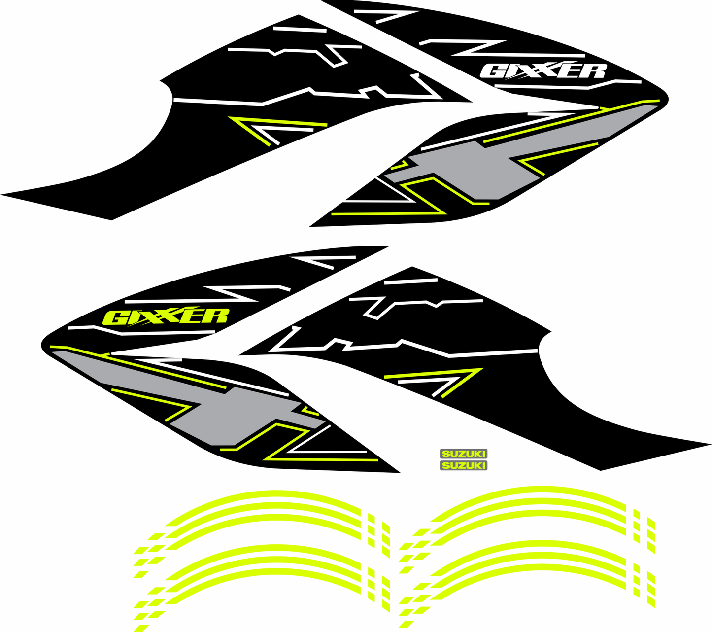 Calcomanias Gixxer 150/250 TIPO ORIGINAL BLACK